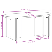 vidaXL Coffee Table Natural 80 x 39.5 x 35 cm Solid Pine wood Lucy And Phil Academy Lucy And Phil Academy