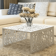 vidaXL Coffee Table Silver Geometric Openwork Design Aluminium Lucy And Phil Academy Lucy And Phil Academy
