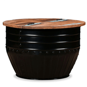 vidaXL Coffee Table Solid Reclaimed Wood Black Barrel Shape Lucy And Phil Academy Lucy And Phil Academy