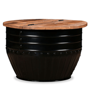 vidaXL Coffee Table Solid Reclaimed Wood Black Barrel Shape Lucy And Phil Academy Lucy And Phil Academy
