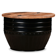 vidaXL Coffee Table Solid Reclaimed Wood Black Barrel Shape Lucy And Phil Academy Lucy And Phil Academy
