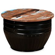 vidaXL Coffee Table Solid Reclaimed Wood Black Barrel Shape Lucy And Phil Academy Lucy And Phil Academy