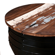 vidaXL Coffee Table Solid Reclaimed Wood Black Barrel Shape Lucy And Phil Academy Lucy And Phil Academy