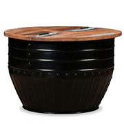 vidaXL Coffee Table Solid Reclaimed Wood Black Barrel Shape Lucy And Phil Academy Lucy And Phil Academy