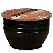 vidaXL Coffee Table Solid Reclaimed Wood Black Barrel Shape Lucy And Phil Academy Lucy And Phil Academy