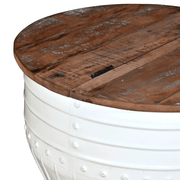 vidaXL Coffee Table Solid Reclaimed Wood White Barrel Shape Lucy And Phil Academy Lucy And Phil Academy