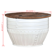 vidaXL Coffee Table Solid Reclaimed Wood White Barrel Shape Lucy And Phil Academy Lucy And Phil Academy