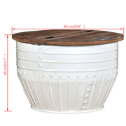 vidaXL Coffee Table Solid Reclaimed Wood White Barrel Shape Lucy And Phil Academy Lucy And Phil Academy