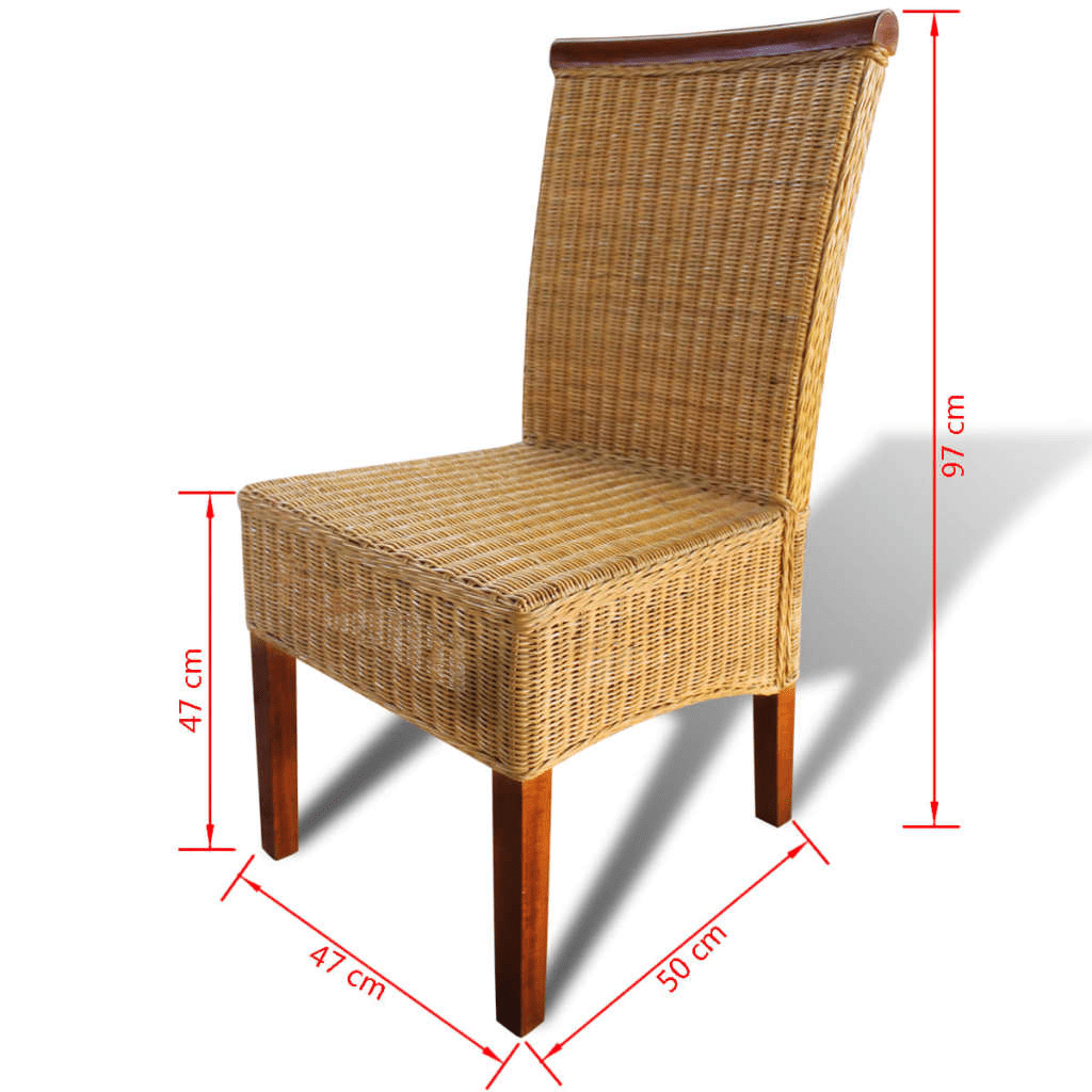 vidaXL Dining Chairs 2 pcs Brown Natural Rattan Lucy And Phil Academy Lucy And Phil Academy