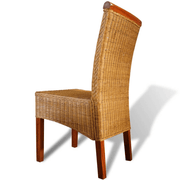 vidaXL Dining Chairs 2 pcs Brown Natural Rattan Lucy And Phil Academy Lucy And Phil Academy