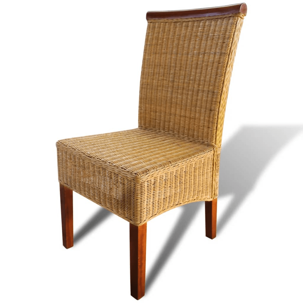 vidaXL Dining Chairs 2 pcs Brown Natural Rattan Lucy And Phil Academy Lucy And Phil Academy