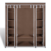vidaXL Fabric Wardrobe with Compartments and Rods 45x150x176 cm Brown Lucy And Phil Academy Lucy And Phil Academy