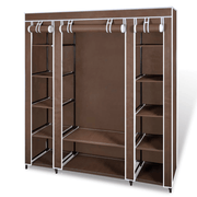 vidaXL Fabric Wardrobe with Compartments and Rods 45x150x176 cm Brown Lucy And Phil Academy Lucy And Phil Academy