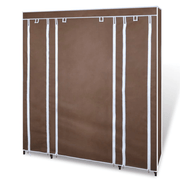 vidaXL Fabric Wardrobe with Compartments and Rods 45x150x176 cm Brown Lucy And Phil Academy Lucy And Phil Academy