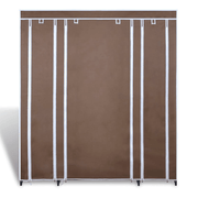 vidaXL Fabric Wardrobe with Compartments and Rods 45x150x176 cm Brown Lucy And Phil Academy Lucy And Phil Academy