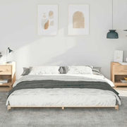 vidaXL Floor Bed Frame Brown 200 x 220 cm Solid pine wood Lucy And Phil Academy Lucy And Phil Academy