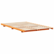 vidaXL Floor Bed Frame Wax brown 140 x 190 cm Solid pine wood Lucy And Phil Academy Lucy And Phil Academy