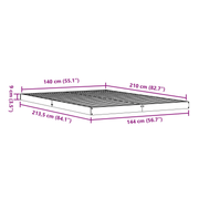 vidaXL Floor Bed Frame White 213.5 x 144 x 9 cm Solid Pine Wood Lucy And Phil Academy Lucy And Phil Academy