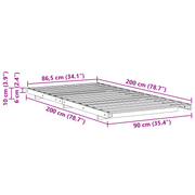 vidaXL Floor Bed Frame White 90 x 200 cm Solid pine wood Lucy And Phil Academy Lucy And Phil Academy