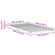 vidaXL Floor Bed Frame White 90 x 200 cm Solid pine wood Lucy And Phil Academy Lucy And Phil Academy