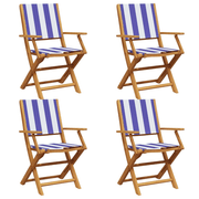 vidaXL Folding Garden Chairs 4 pcs Blue and White Fabric and Solid Wood Lucy And Phil Academy Lucy And Phil Academy