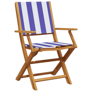 vidaXL Folding Garden Chairs 4 pcs Blue and White Fabric and Solid Wood Lucy And Phil Academy Lucy And Phil Academy