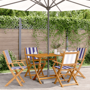 vidaXL Folding Garden Chairs 4 pcs Blue and White Fabric and Solid Wood Lucy And Phil Academy Lucy And Phil Academy
