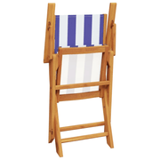 vidaXL Folding Garden Chairs 4 pcs Blue and White Fabric and Solid Wood Lucy And Phil Academy Lucy And Phil Academy