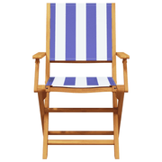 vidaXL Folding Garden Chairs 4 pcs Blue and White Fabric and Solid Wood Lucy And Phil Academy Lucy And Phil Academy