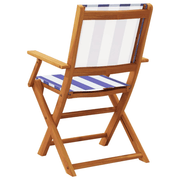 vidaXL Folding Garden Chairs 4 pcs Blue and White Fabric and Solid Wood Lucy And Phil Academy Lucy And Phil Academy
