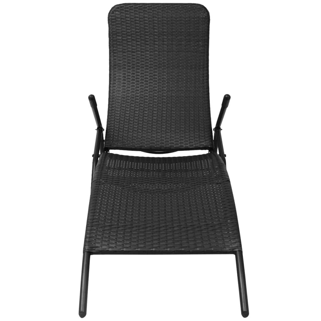 vidaXL Folding Sun Lounger Poly Rattan Black Lucy And Phil Academy Lucy And Phil Academy