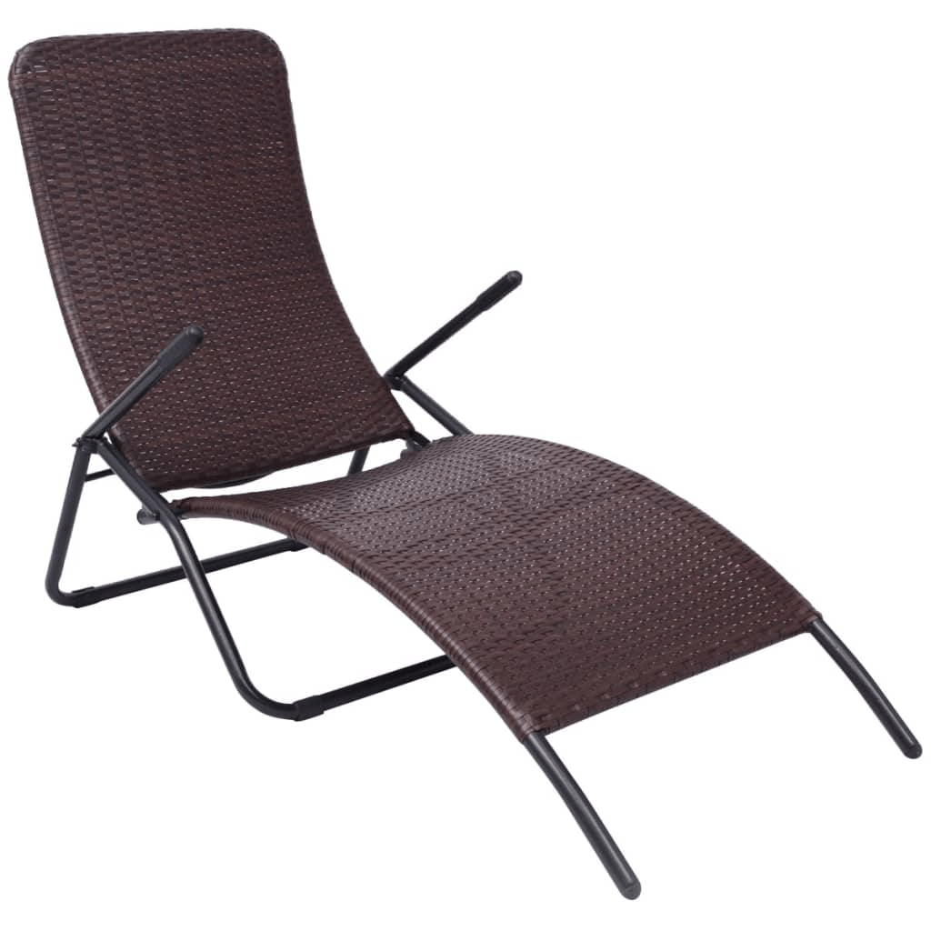 vidaXL Folding Sun Lounger Poly Rattan Brown Lucy And Phil Academy Lucy And Phil Academy