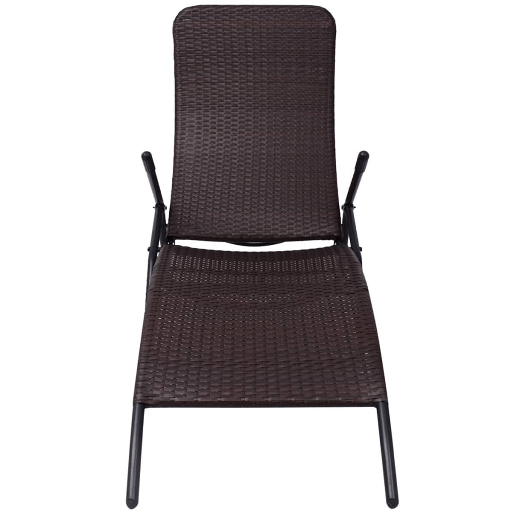 vidaXL Folding Sun Lounger Poly Rattan Brown Lucy And Phil Academy Lucy And Phil Academy