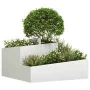 vidaXL Garden Planter White 80 x 80 x 50 cm Cold - rolled Steel Lucy And Phil Academy Lucy And Phil Academy
