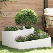vidaXL Garden Planter White 80 x 80 x 50 cm Cold - rolled Steel Lucy And Phil Academy Lucy And Phil Academy