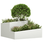 vidaXL Garden Planter White 80 x 80 x 50 cm Cold - rolled Steel Lucy And Phil Academy Lucy And Phil Academy
