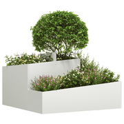 vidaXL Garden Planter White 80 x 80 x 50 cm Cold - rolled Steel Lucy And Phil Academy Lucy And Phil Academy