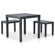 vidaXL Garden Table with 2 Benches Plastic Anthracite Lucy And Phil Academy Lucy And Phil Academy