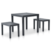 vidaXL Garden Table with 2 Benches Plastic Anthracite Lucy And Phil Academy Lucy And Phil Academy
