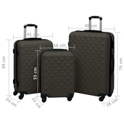 vidaXL Hardcase Trolley Set 3 pcs Anthracite ABS Lucy And Phil Academy Lucy And Phil Academy