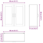 vidaXL Kitchen Cabinet with Shelf High Gloss White 80 x 31 x 80 cm Lucy And Phil Academy Lucy And Phil Academy