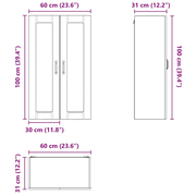 vidaXL Kitchen Wall Cabinet White 60 x 31 x 100 cm Engineered Wood Lucy And Phil Academy Lucy And Phil Academy