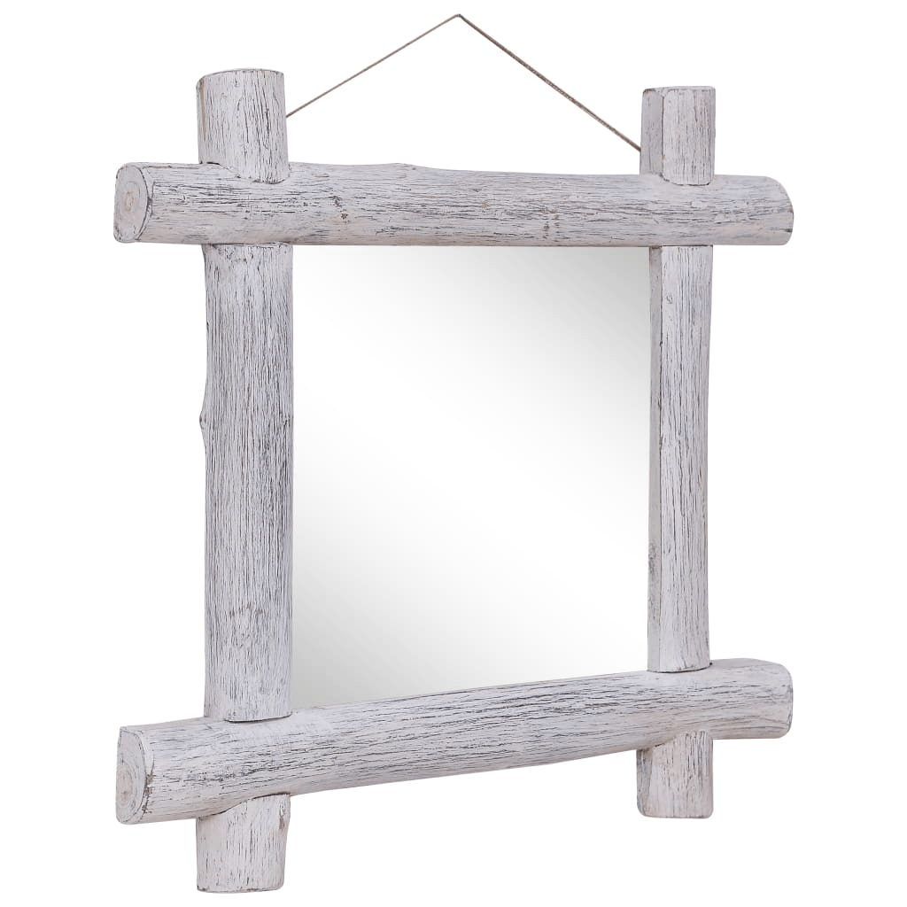 vidaXL Log Mirror White 70x70 cm Solid Reclaimed Wood Lucy And Phil Academy Lucy And Phil Academy