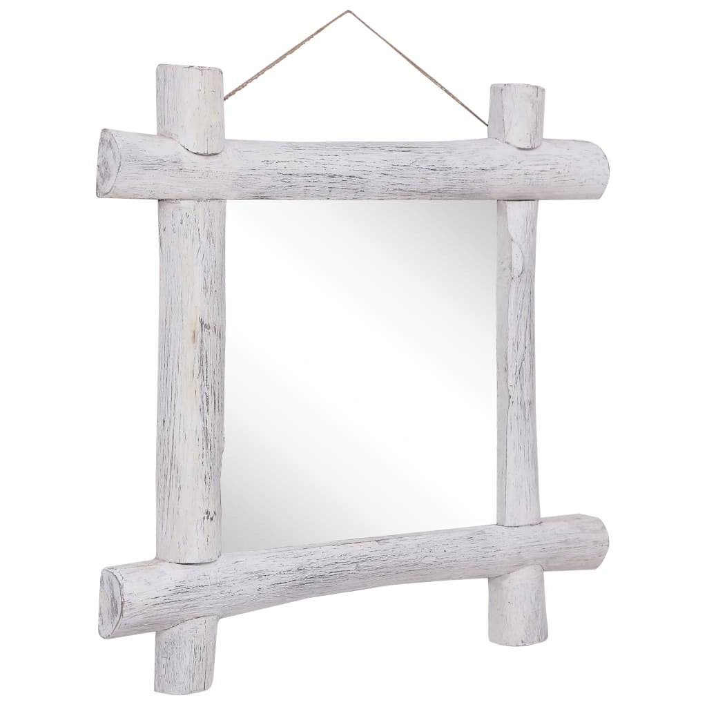 vidaXL Log Mirror White 70x70 cm Solid Reclaimed Wood Lucy And Phil Academy Lucy And Phil Academy