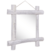 vidaXL Log Mirror White 70x70 cm Solid Reclaimed Wood Lucy And Phil Academy Lucy And Phil Academy