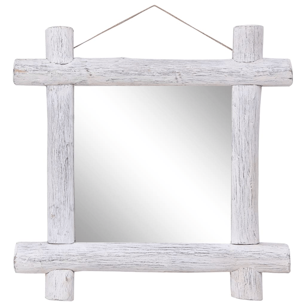 vidaXL Log Mirror White 70x70 cm Solid Reclaimed Wood Lucy And Phil Academy Lucy And Phil Academy
