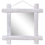 vidaXL Log Mirror White 70x70 cm Solid Reclaimed Wood Lucy And Phil Academy Lucy And Phil Academy