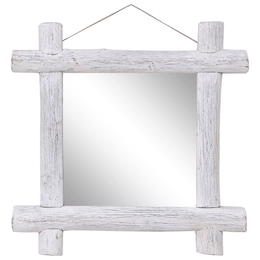 vidaXL Log Mirror White 70x70 cm Solid Reclaimed Wood Lucy And Phil Academy Lucy And Phil Academy