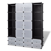 vidaXL Modular Cabinet 18 Compartments Black and White 37x146x180.5 cm Lucy And Phil Academy Lucy And Phil Academy