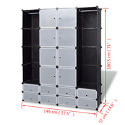 vidaXL Modular Cabinet 18 Compartments Black and White 37x146x180.5 cm Lucy And Phil Academy Lucy And Phil Academy